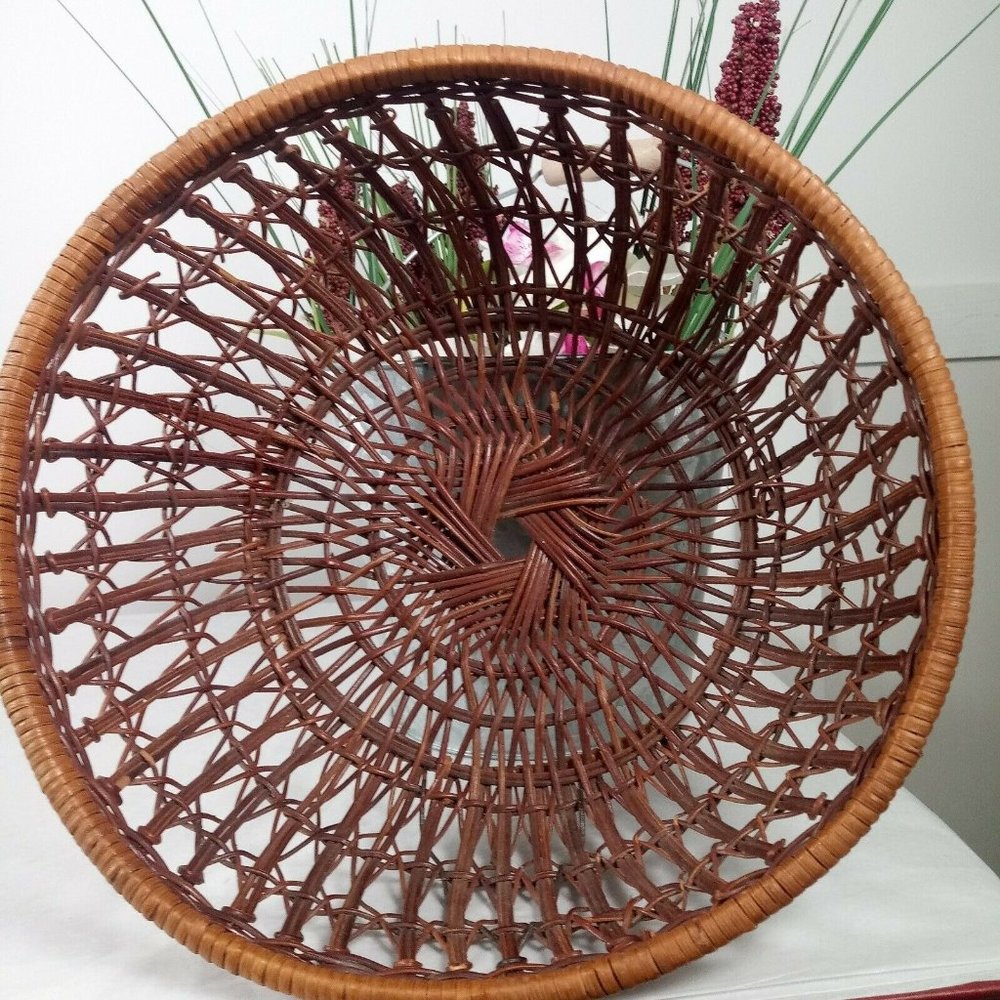 🔥4/$20 Vintage Hand Woven Basket Brown Round Accent Basket -Retro **MINOR WEAR - Picture 2 of 11